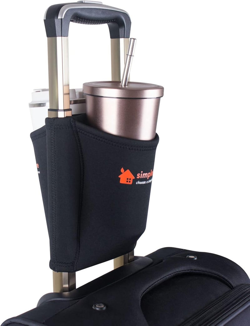simpletome Luggage Cup Holder Hands-Free Travel Drink Caddy Bag Attachment Simple Style Elastic Materials Easy to Install and Remove(Black) - Image 3